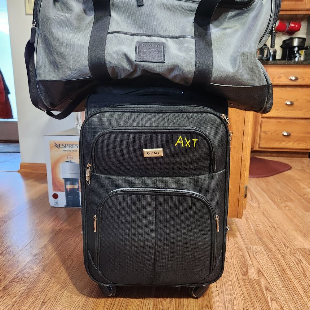 Large 24" COACH duffle travel cabin carryon gym bag nylon and leather with strap - Picture 2 of 14